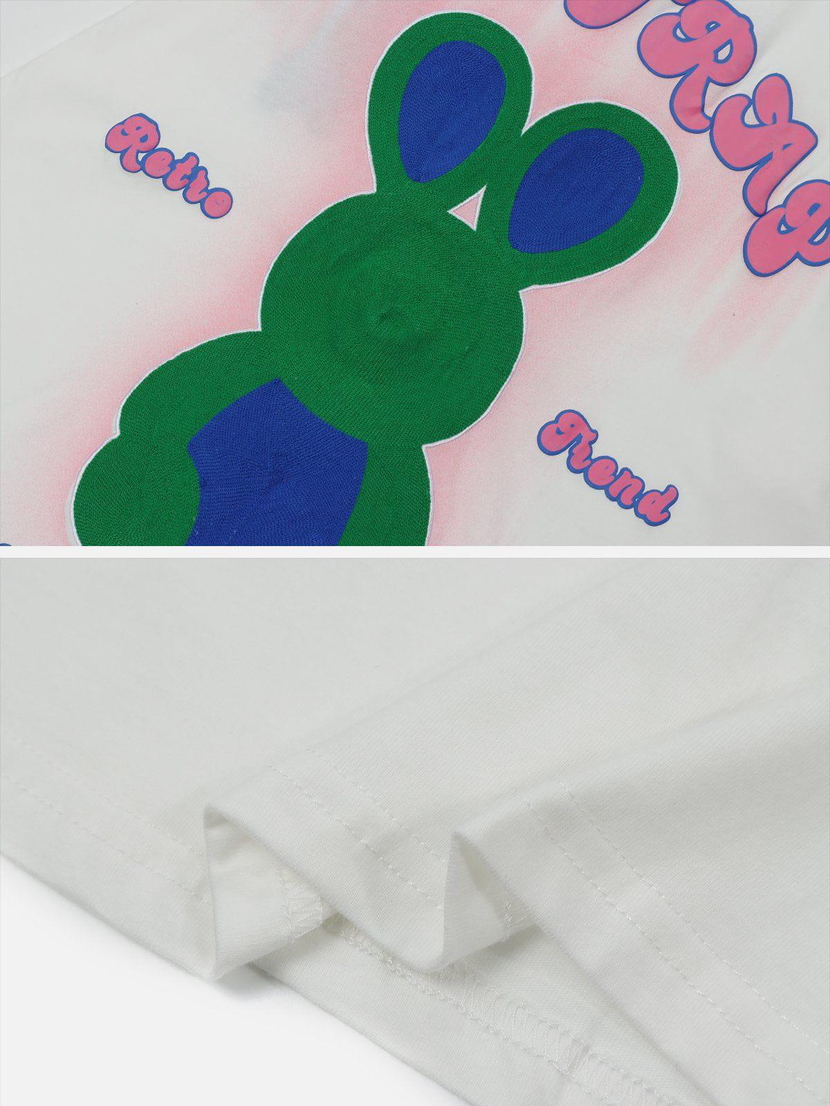 Sneakerland™ - Embroidery Rabbit Print Tee - tntwear1