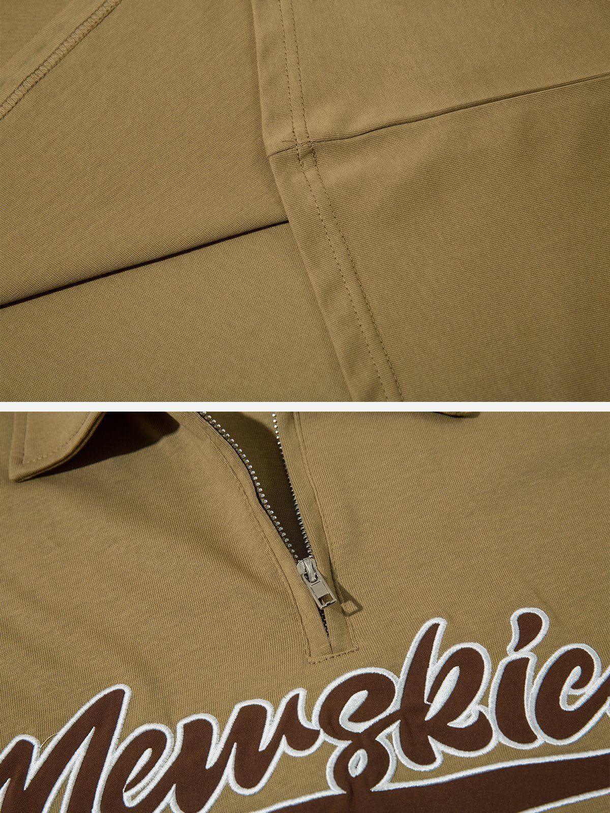 Sneakerland™ - Embroidery Zip Up Polo Tee - tntwear1