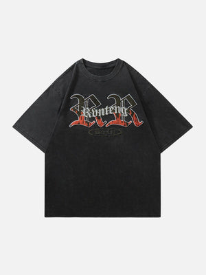 Sneakerland™ - Flocked Flame Letter Tee - tntwear1