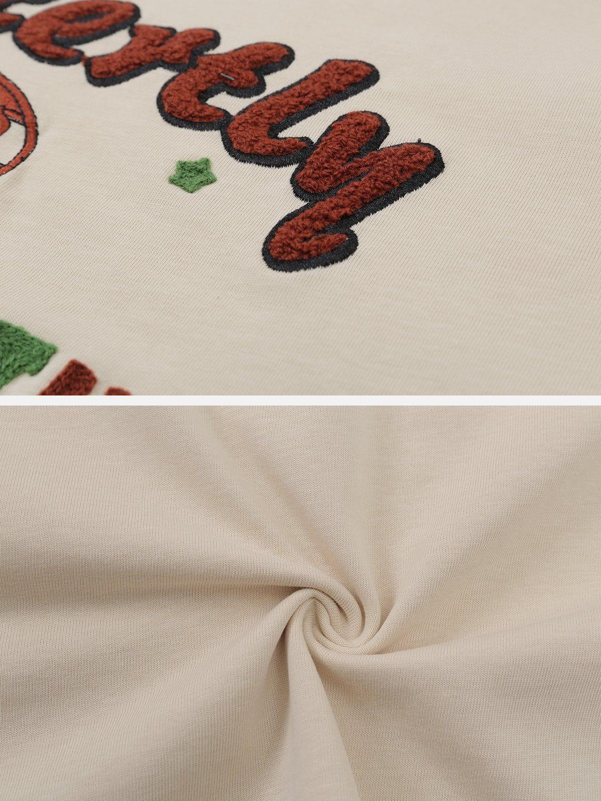 Sneakerland™ - Flocked Towel Embroidery Letter Tee - tntwear1