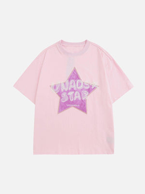 Sneakerland™ - Flocking Star Embroidery Tee - tntwear1