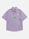 Sneakerland™ - Flower Butterfly Embroidery Polo Tee - tntwear1