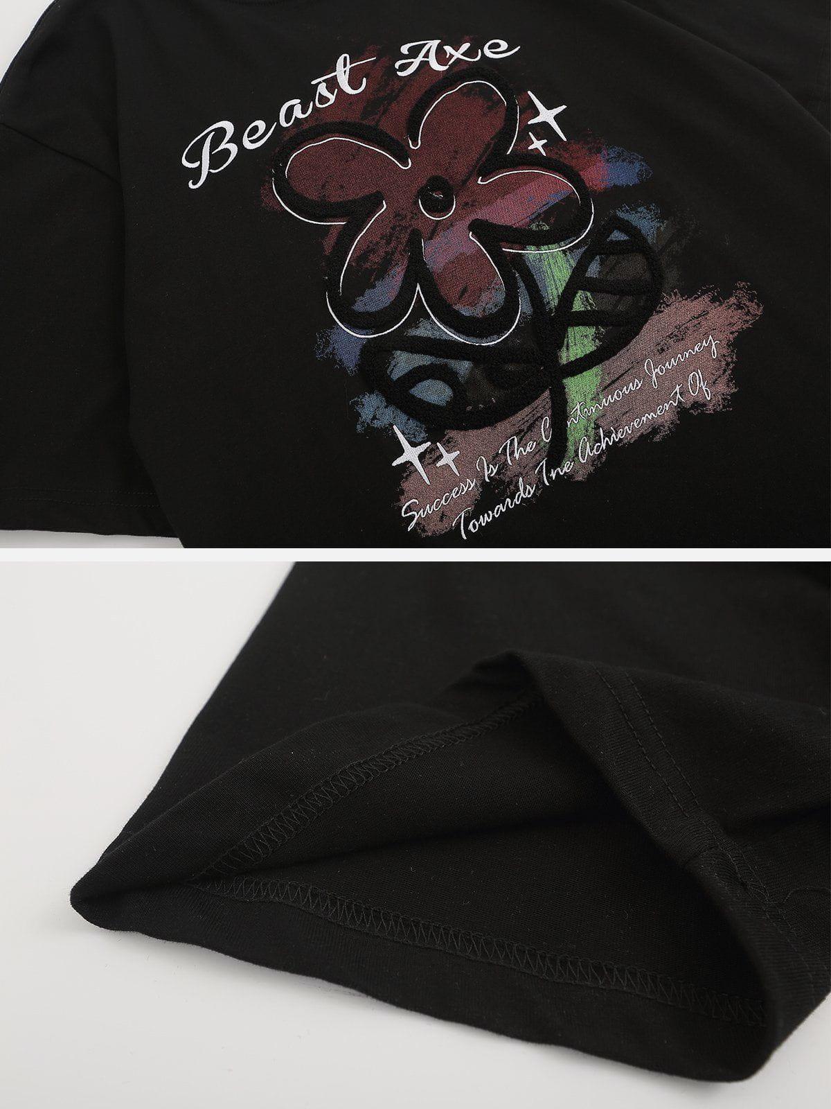 Sneakerland™ - Flower Embroidery Tee - tntwear1