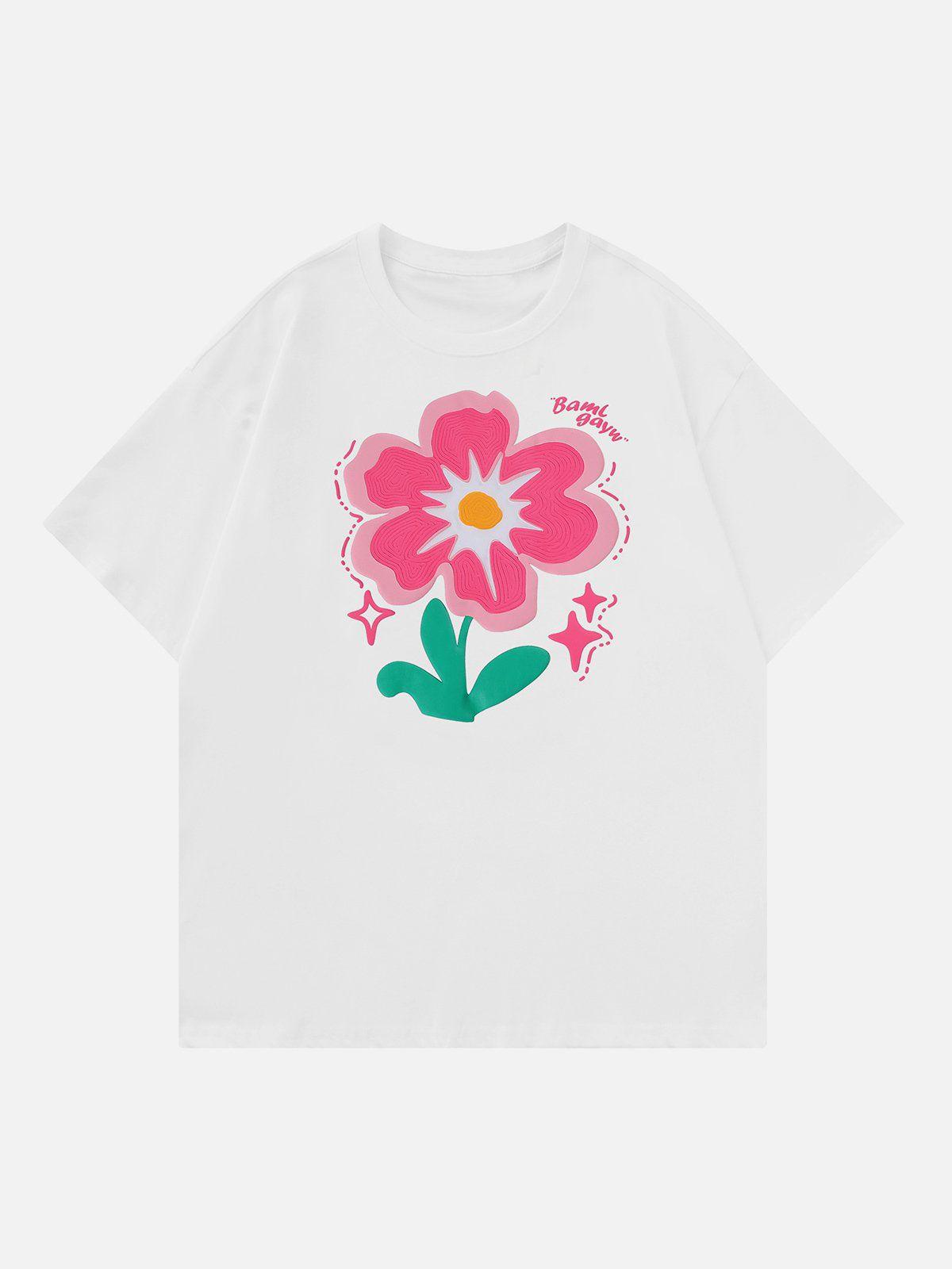 Sneakerland™ - Flower Foam Embroidery Tee - tntwear1