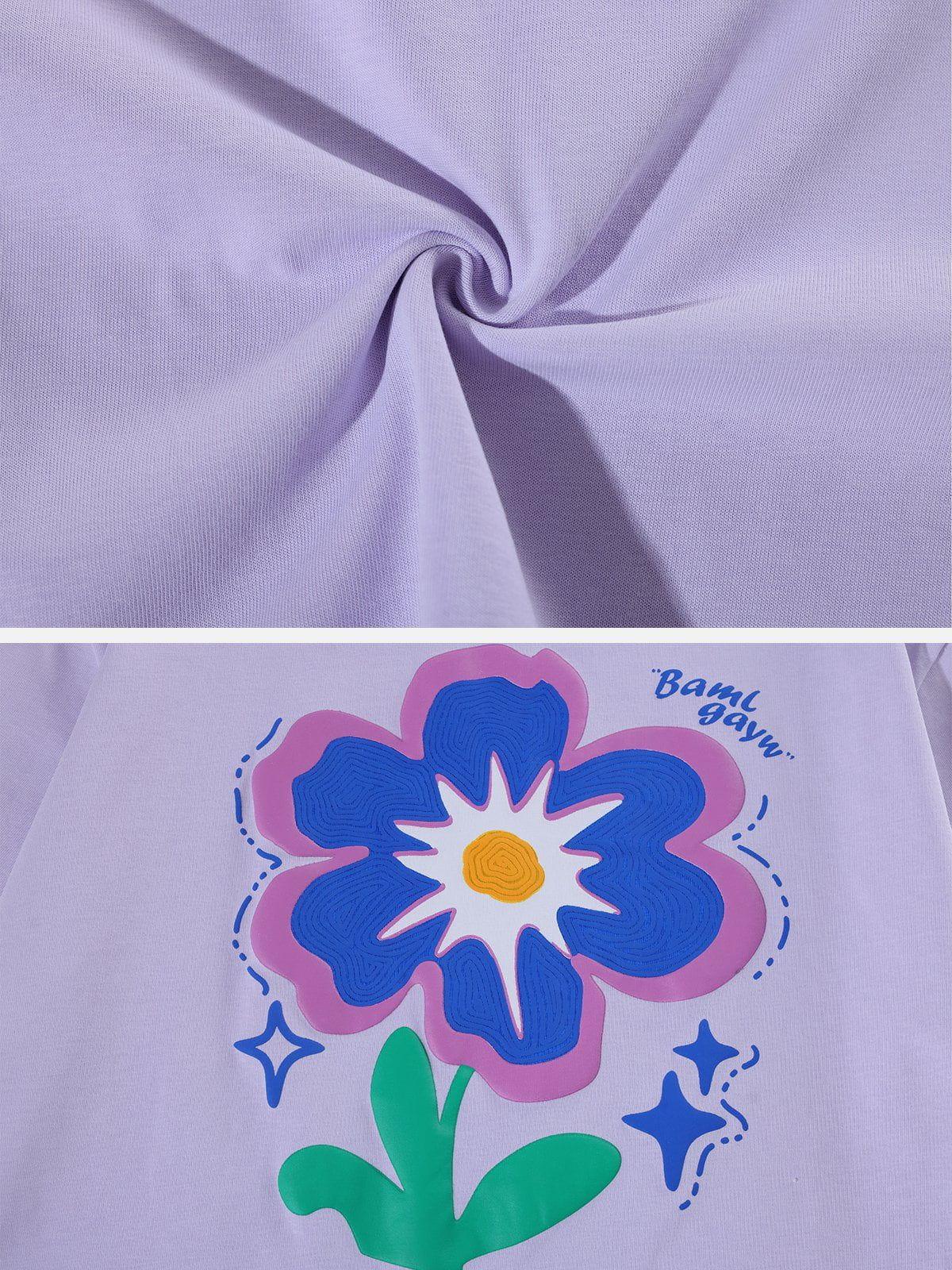 Sneakerland™ - Flower Foam Embroidery Tee - tntwear1