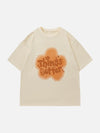 Sneakerland™ - Flower Print Letter Embroidery Tee - tntwear1