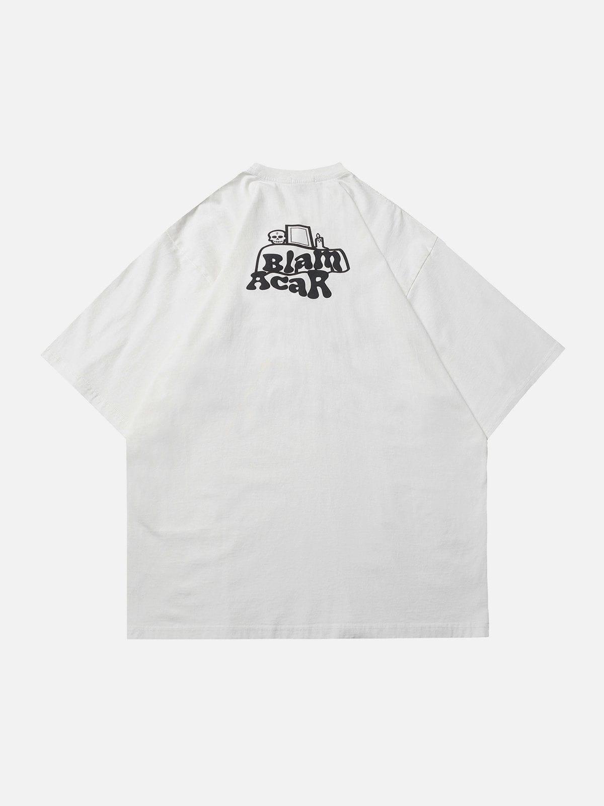 Sneakerland™ - Foam Printing Skeleton Elements Washed Tee - tntwear1