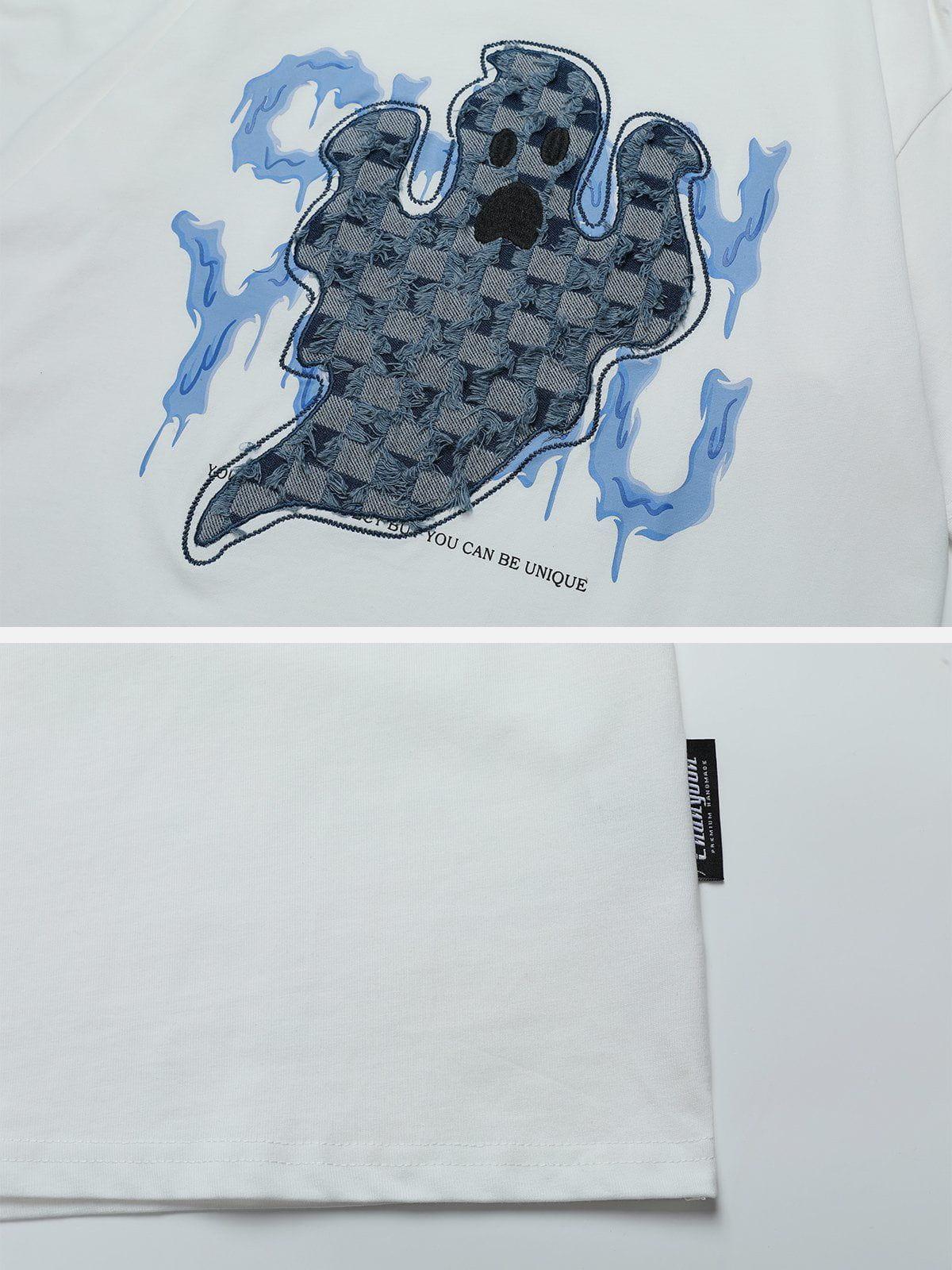 Sneakerland™ - Ghost Applique Denim Tee - tntwear1