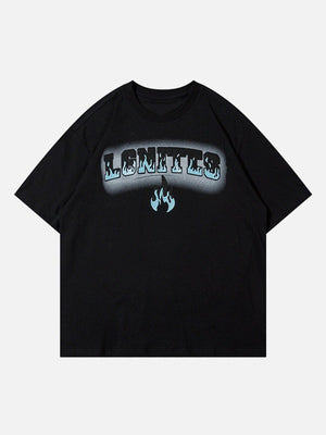 Sneakerland™ - Gradient Flame Letter Applique Tee - tntwear1