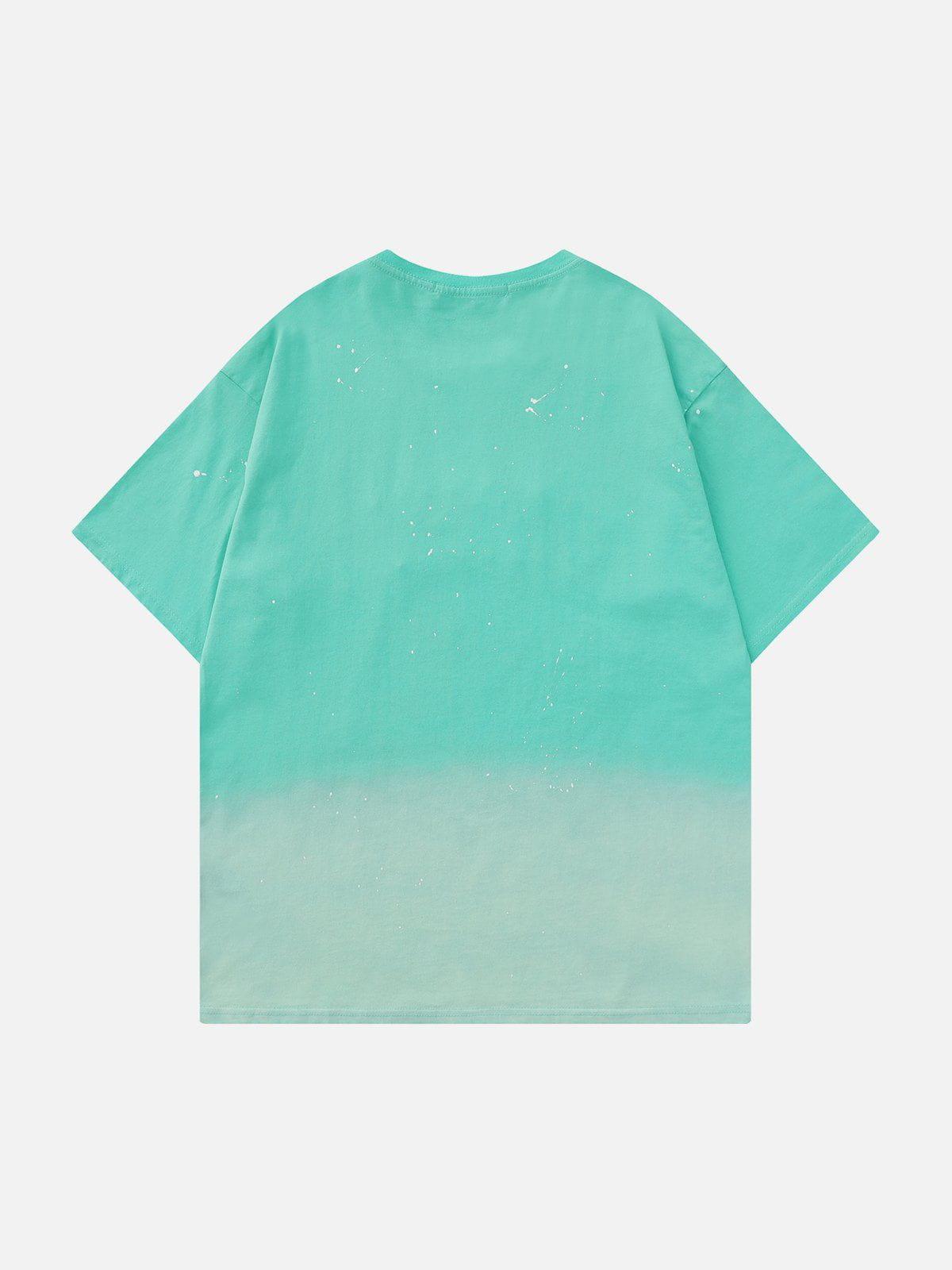 Sneakerland™ - Gradient Star Applique Embroidery Tee - tntwear1