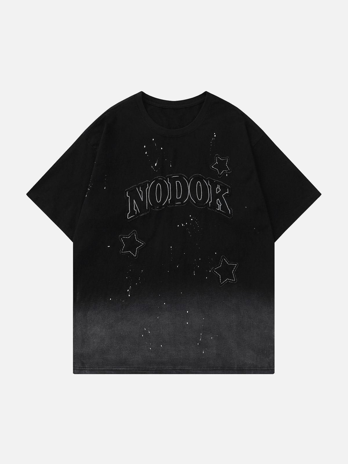 Sneakerland™ - Gradient Star Applique Embroidery Tee - tntwear1