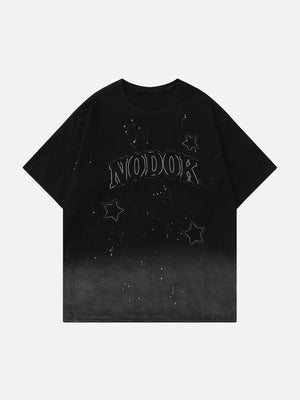 Sneakerland™ - Gradient Star Applique Embroidery Tee - tntwear1