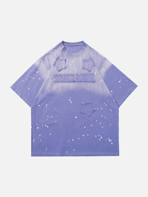 Sneakerland™ - Gradient Wash Raw Edge Star Tee - tntwear1