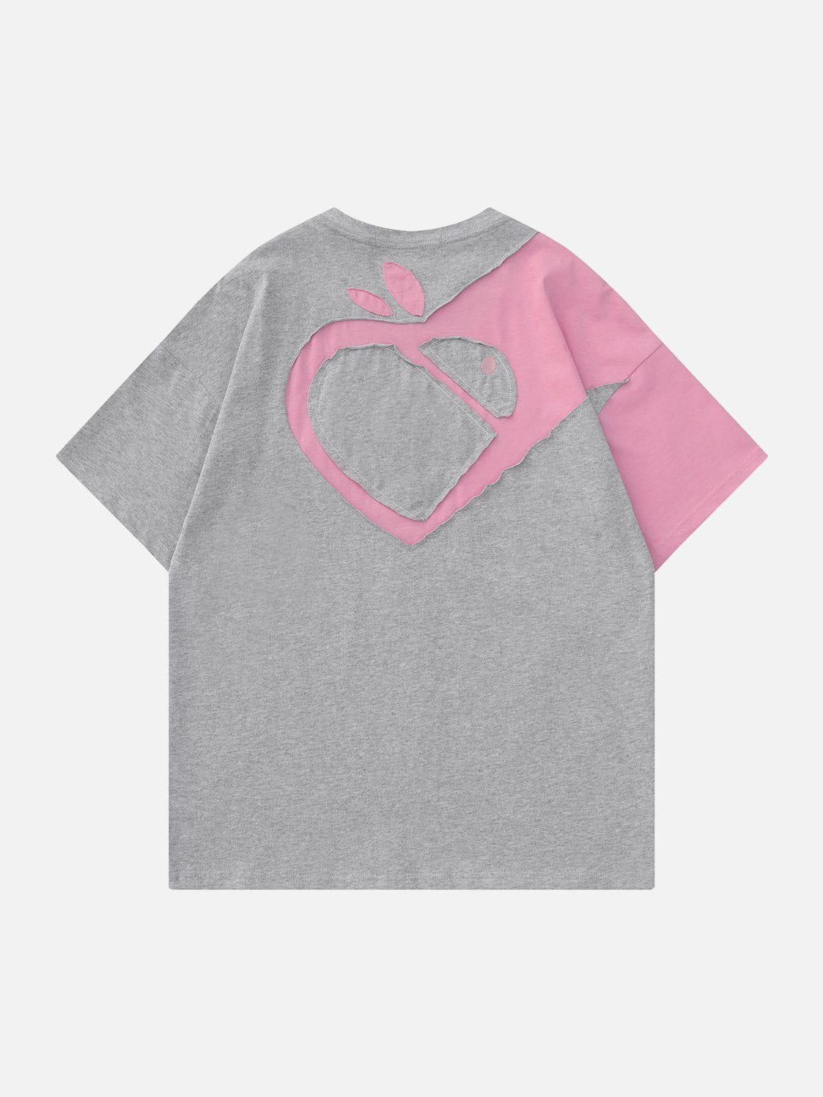 Sneakerland™ - Heart Apple Sticker Cloth Embroidered Tee - tntwear1