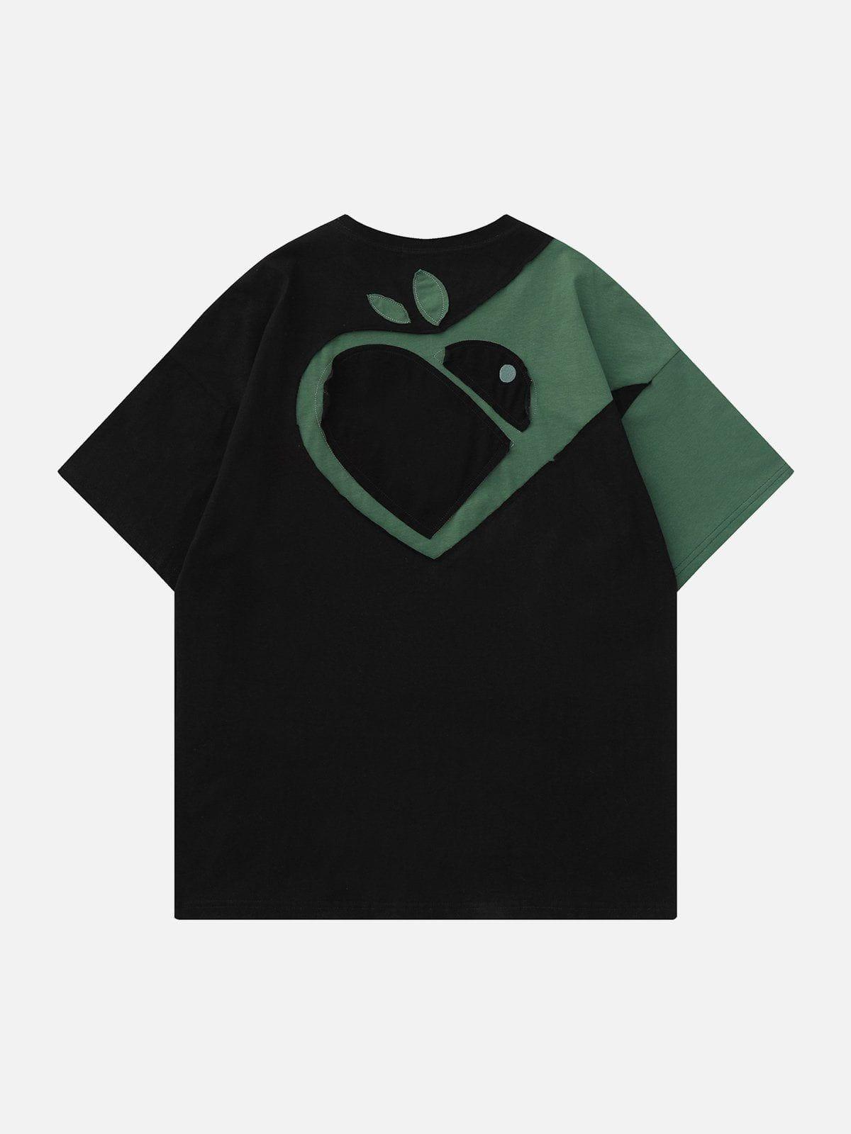 Sneakerland™ - Heart Apple Sticker Cloth Embroidered Tee - tntwear1