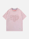 Sneakerland™ - Heart Embroidered Suede Tee - tntwear1