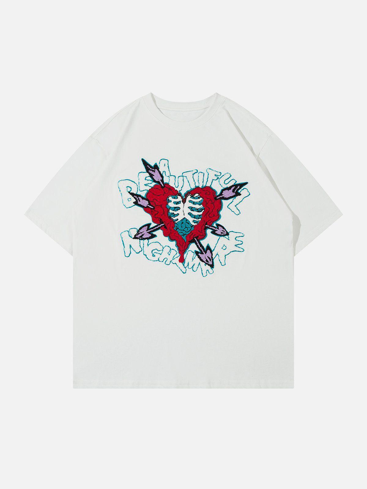 Sneakerland™ - Heart-shaped Embroidery Print Tee - tntwear1