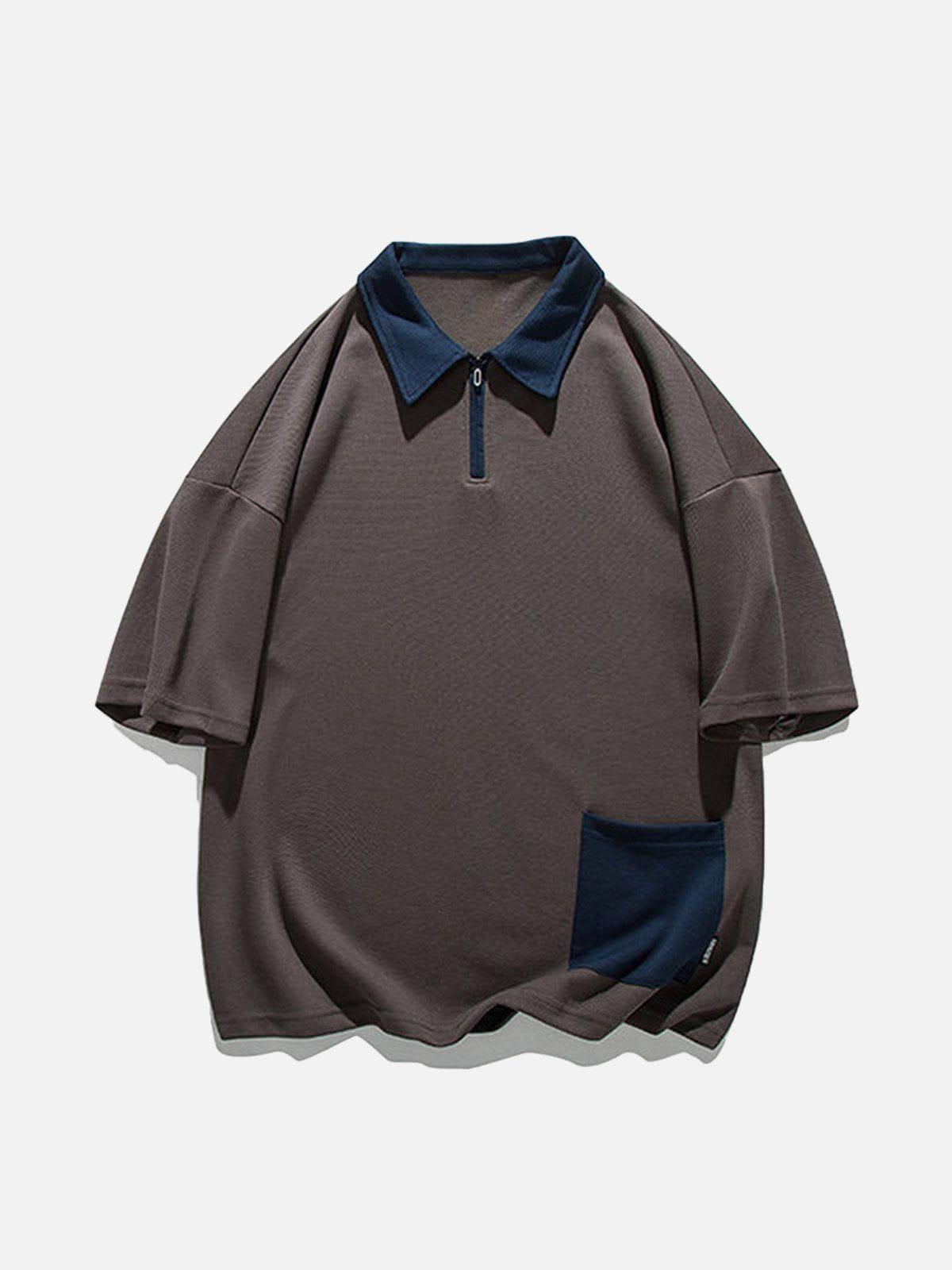 Sneakerland™ - Hem Pocket Zip Up Polo Tee - tntwear1