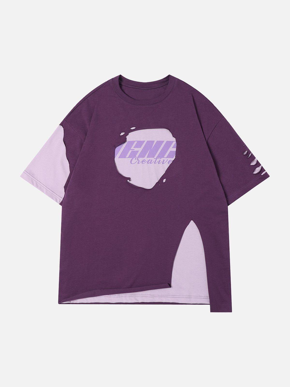 Sneakerland™ - Hole Fake Two-piece Color Matching Tee - tntwear1