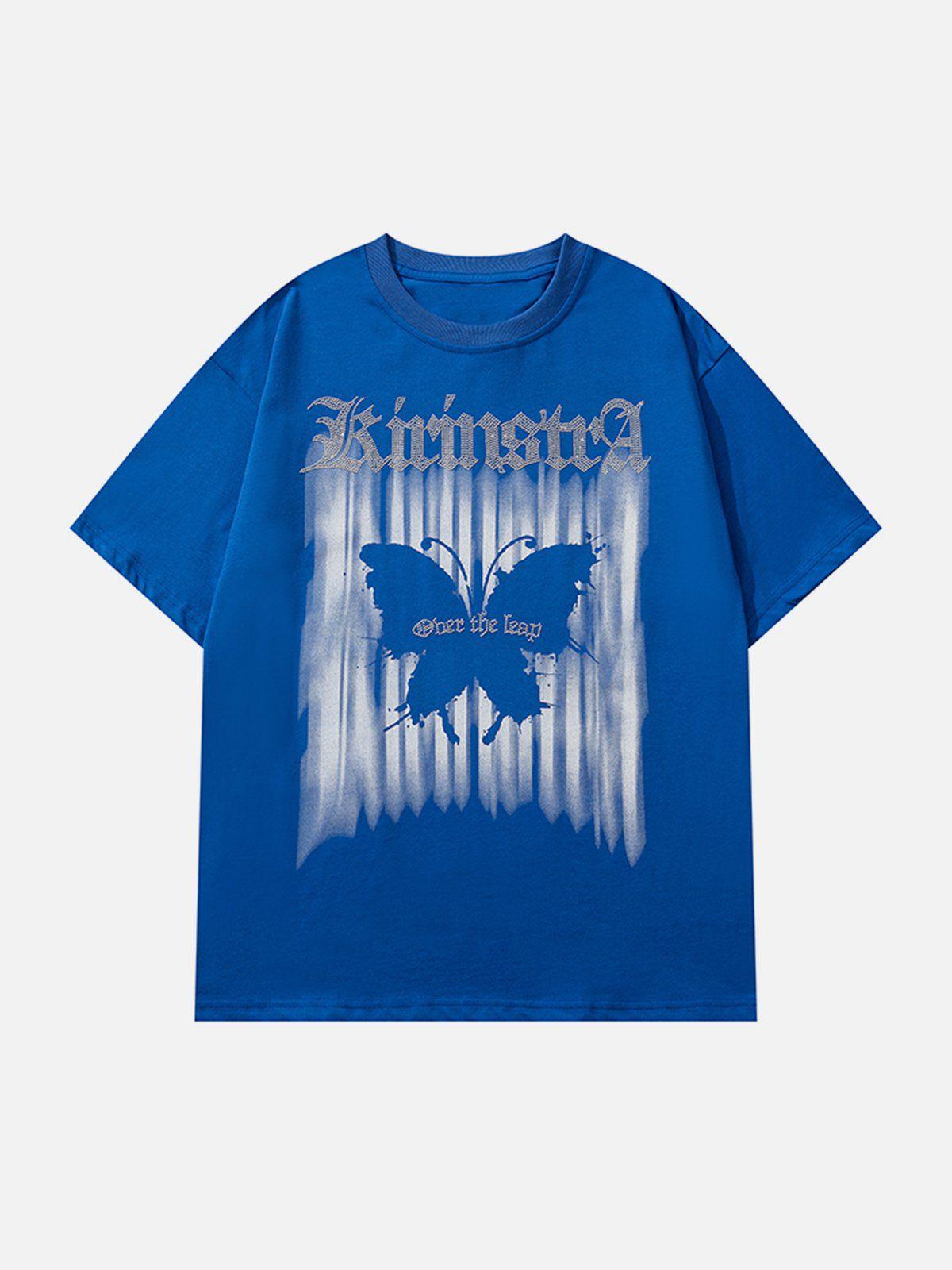 Sneakerland™ - Hotfix Rhinestones Butterfly Shadow Tee - tntwear1