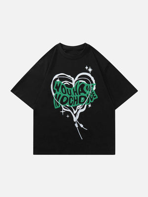 Sneakerland™ - Irregular Heart Letter Print Tee - tntwear1