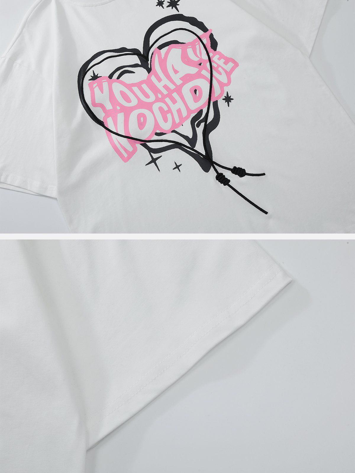 Sneakerland™ - Irregular Heart Letter Print Tee - tntwear1