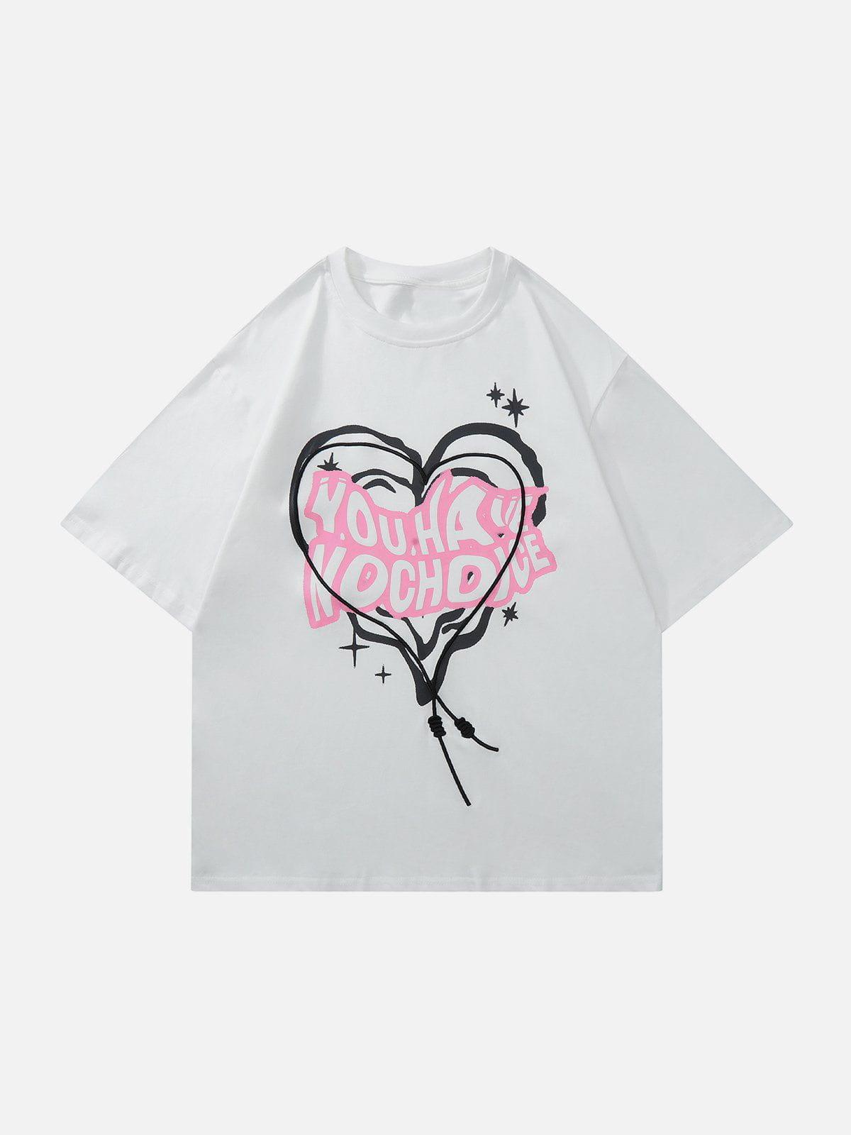 Sneakerland™ - Irregular Heart Letter Print Tee - tntwear1