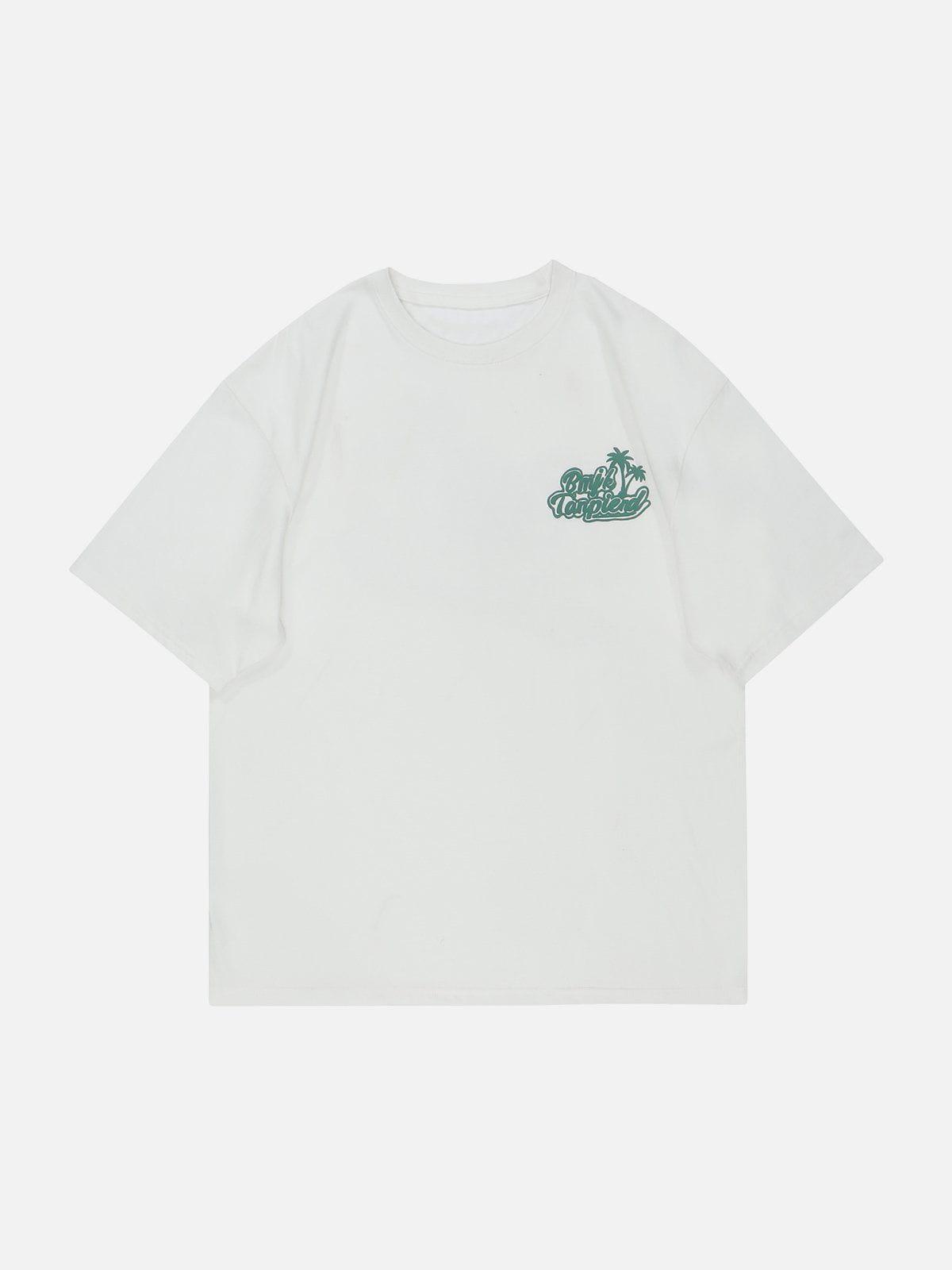 Sneakerland™ - Letter Coconut Palm Print Tee - tntwear1