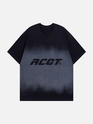 Sneakerland™ - Letter Print Dip-dye Tee - tntwear1