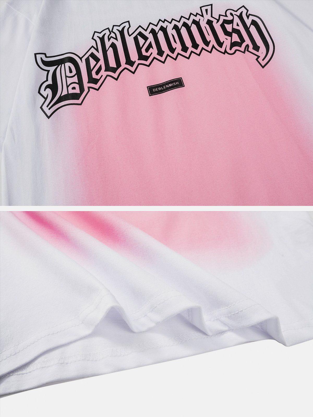 Sneakerland™ - Letter Print Gradient Tee - tntwear1