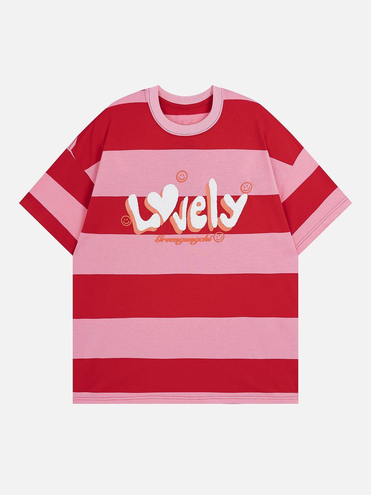 Sneakerland™ - Letter Print Stripe Tee - tntwear1