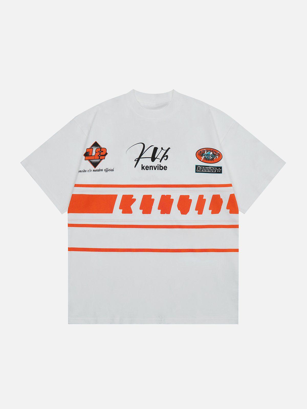 Sneakerland™ - Letter Stripe Contrast Print Tee - tntwear1