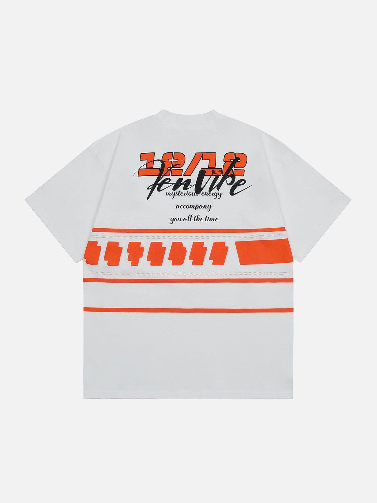 Sneakerland™ - Letter Stripe Contrast Print Tee - tntwear1