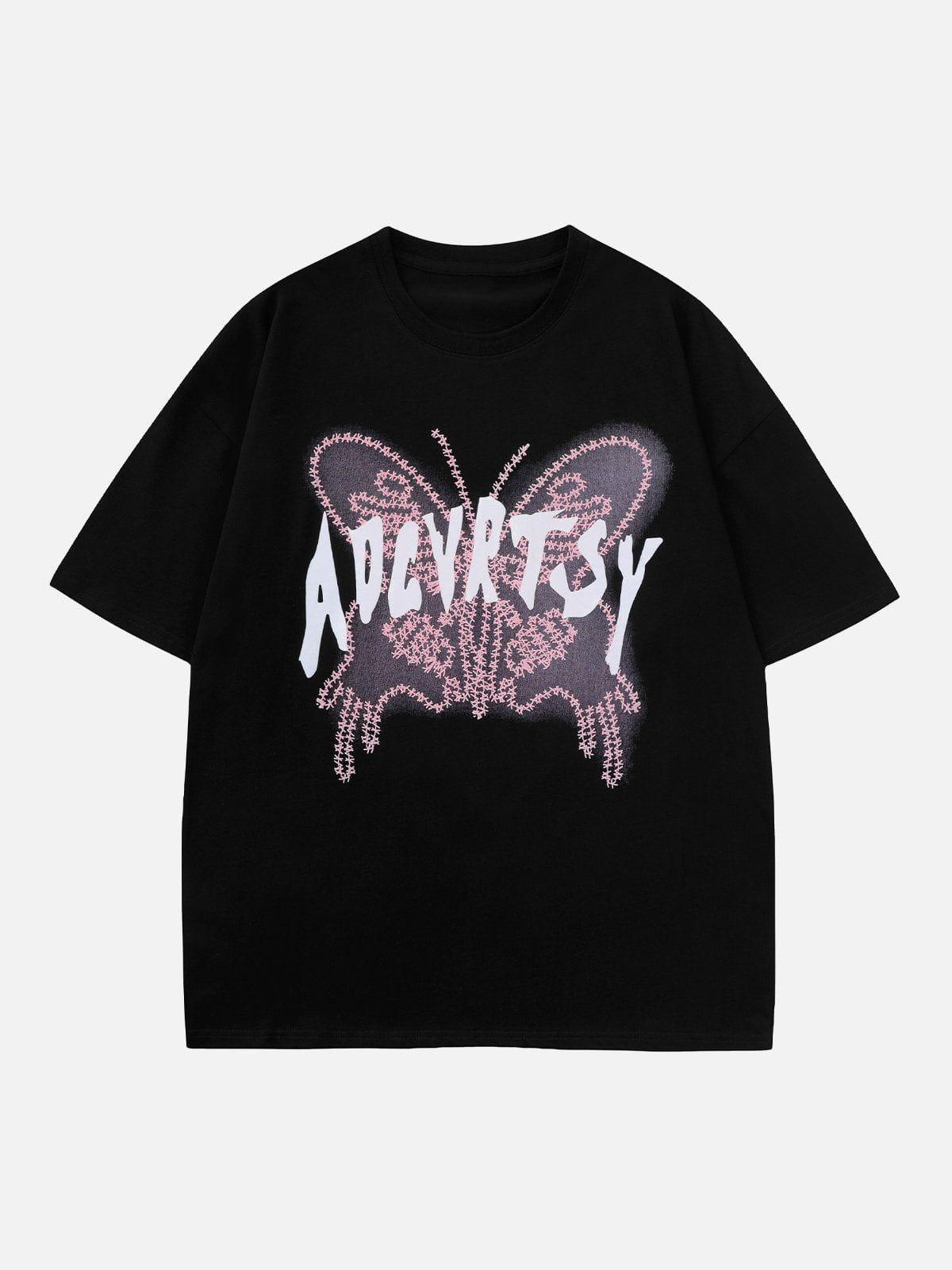 Sneakerland™ - Letterd Butterfly Print Tee - tntwear1