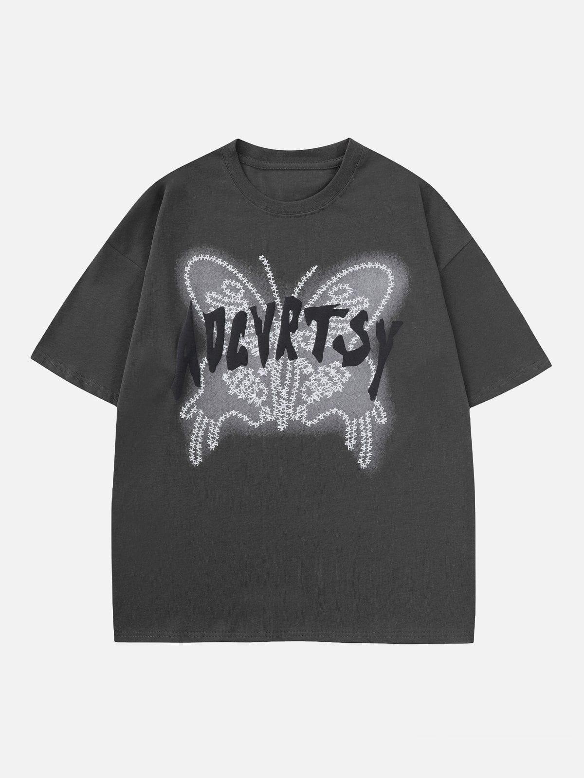 Sneakerland™ - Letterd Butterfly Print Tee - tntwear1