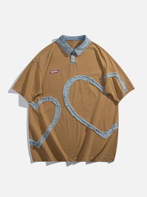 Sneakerland™ - Love Denim Patch Embroidery POLO Tee - tntwear1