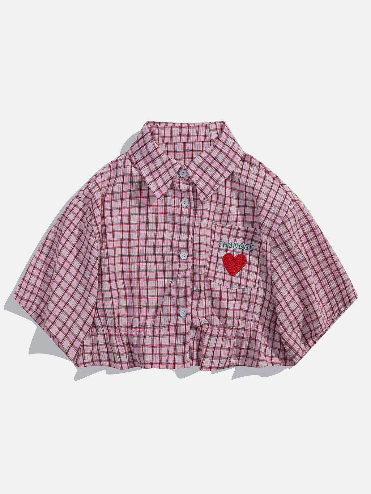 Sneakerland™ - Love Embroidered Plaid Tee - tntwear1