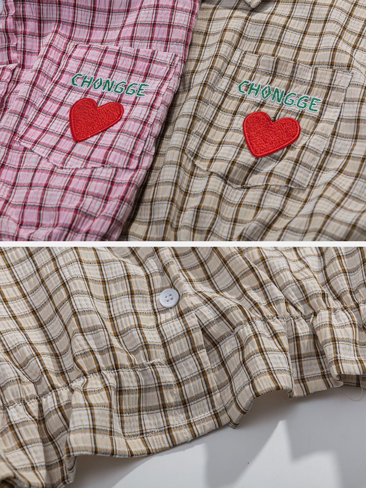 Sneakerland™ - Love Embroidered Plaid Tee - tntwear1