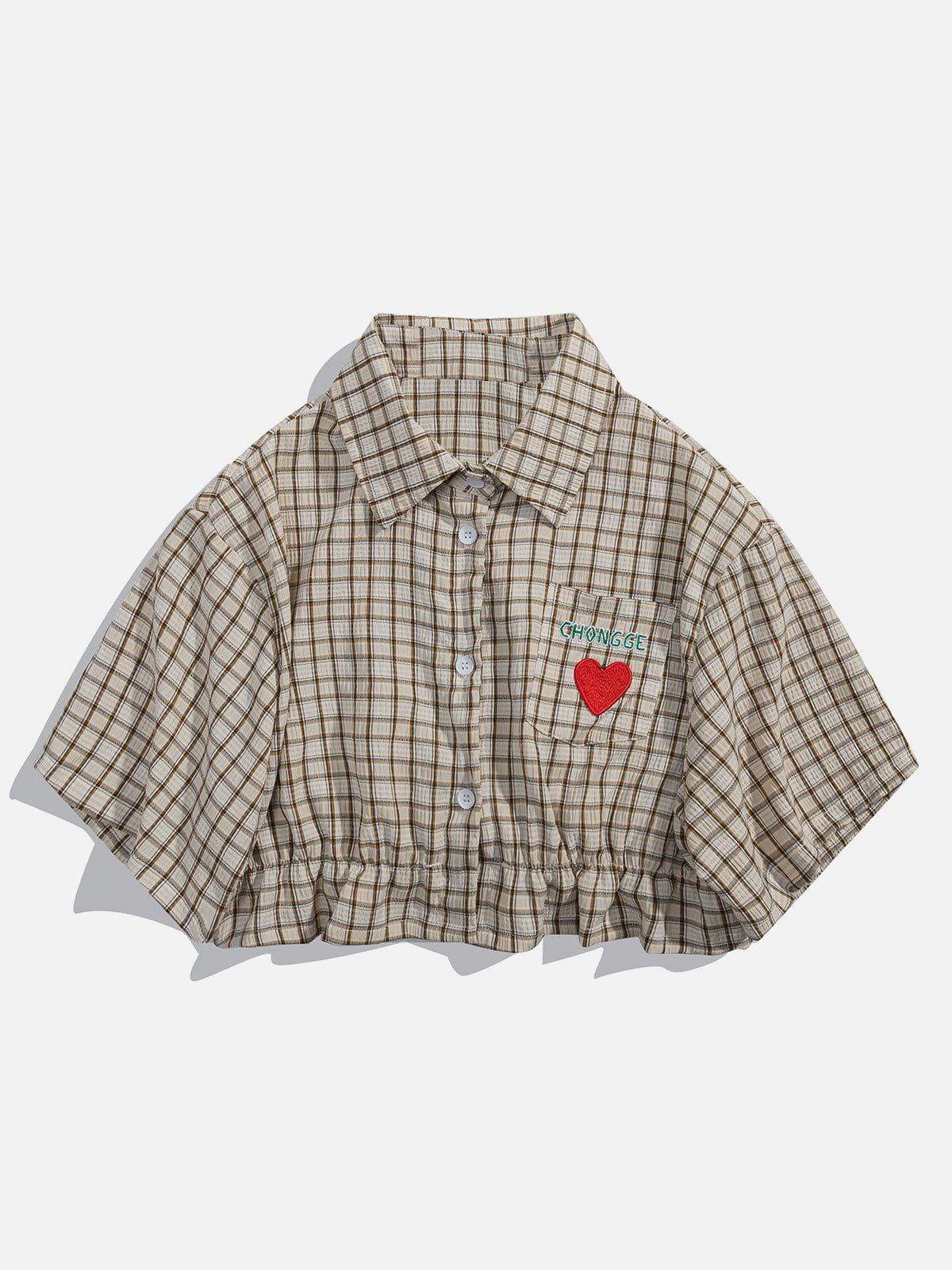 Sneakerland™ - Love Embroidered Plaid Tee - tntwear1