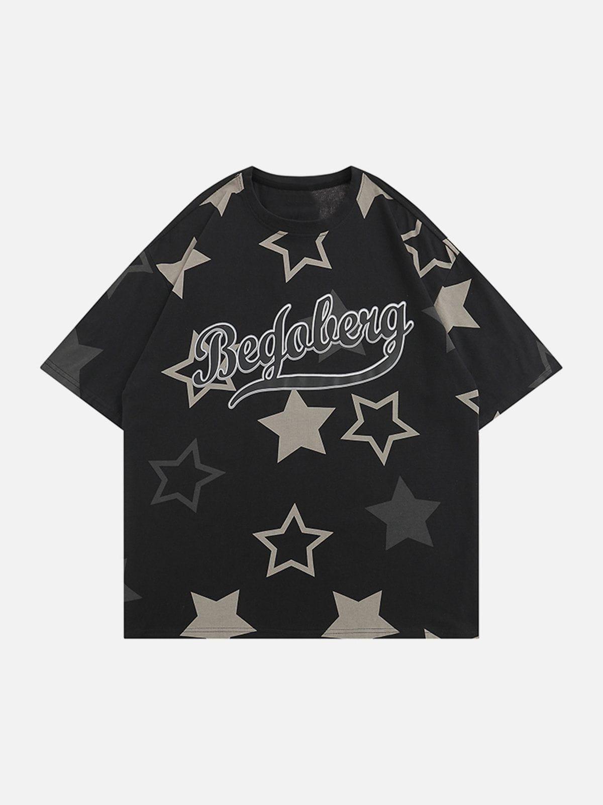 Sneakerland™ - Multi Star Letter Graphic Tee - tntwear1