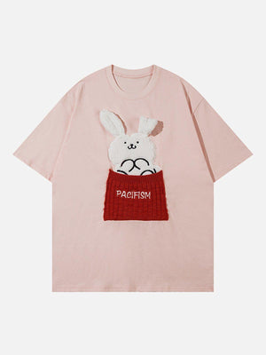 Sneakerland™ - Patch Embroidery Rabbit Print Tee - tntwear1