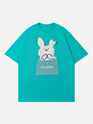 Sneakerland™ - Patch Embroidery Rabbit Print Tee - tntwear1