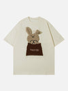 Sneakerland™ - Patch Embroidery Rabbit Print Tee - tntwear1