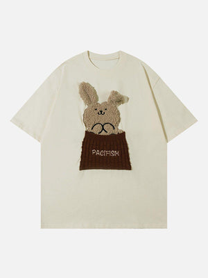 Sneakerland™ - Patch Embroidery Rabbit Print Tee - tntwear1