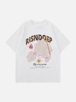 Sneakerland™ - RISNDOEP Letter Print Tee - tntwear1