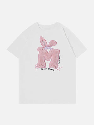 Sneakerland™ - Rabbit Ear Flocking Print Tee - tntwear1