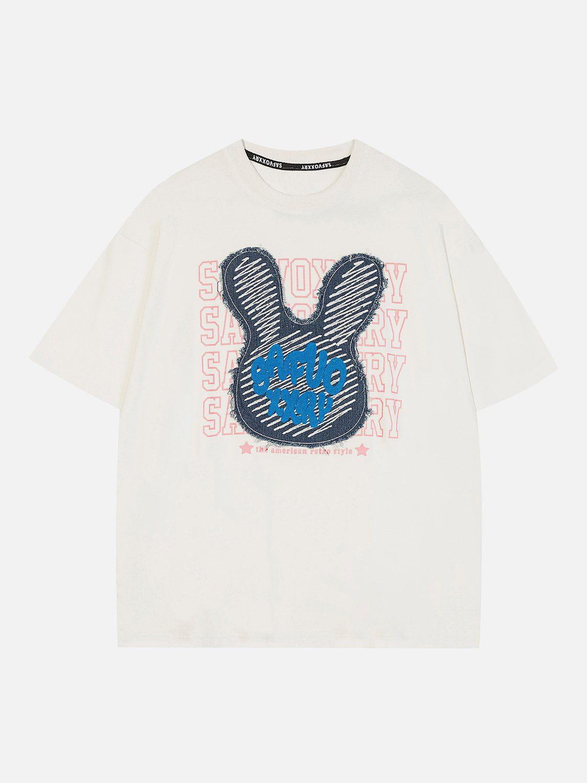 Sneakerland™ - Rabbit Embroidery Print Tee - tntwear1