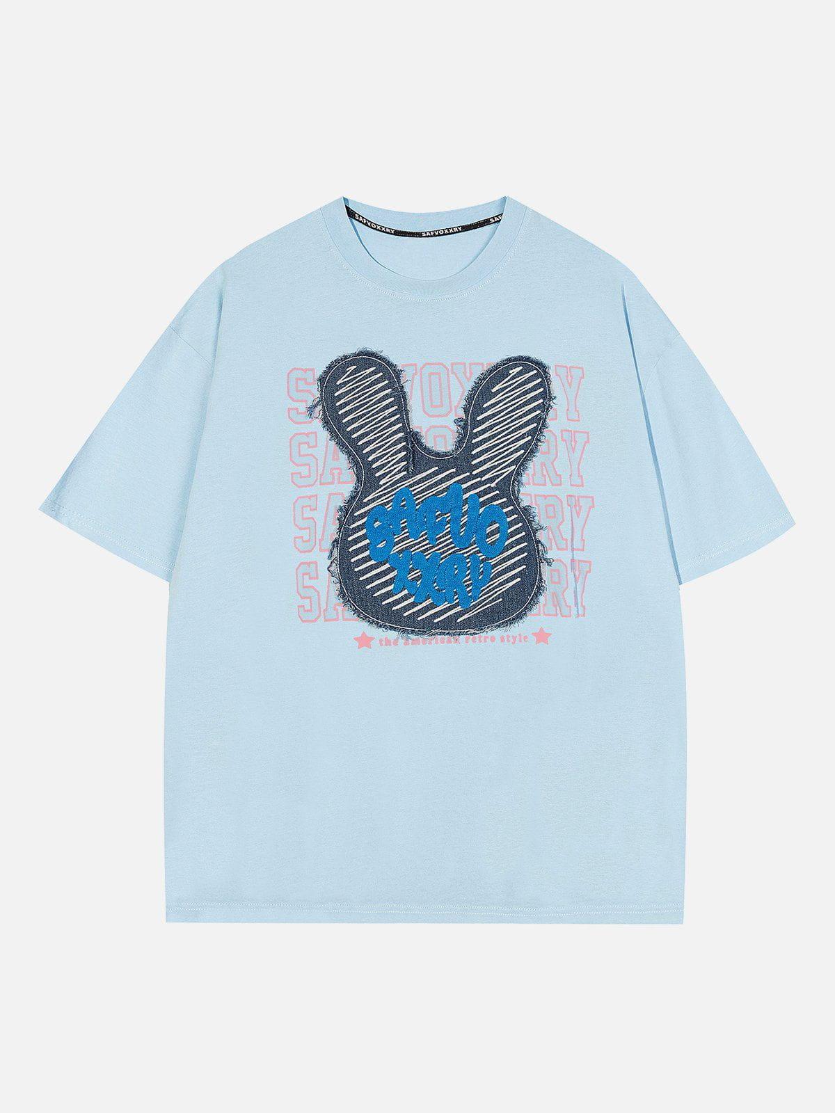 Sneakerland™ - Rabbit Embroidery Print Tee - tntwear1