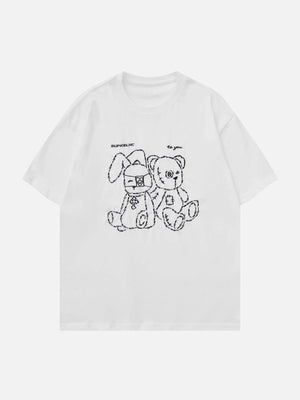 Sneakerland™ - Rabbit and Bear Print Tee - tntwear1