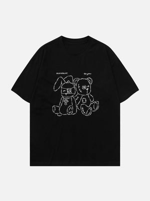 Sneakerland™ - Rabbit and Bear Print Tee - tntwear1